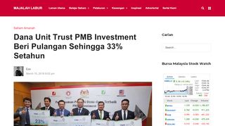 
                            7. Dana Unit Trust PMB Investment Beri Pulangan Sehingga ...