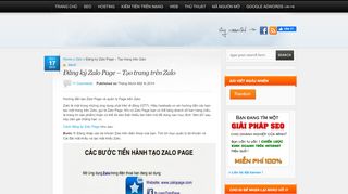 
                            2. Đăng ký Zalo Page - Tạo trang trên Zalo - SEO