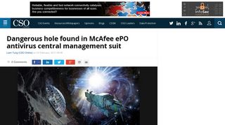 
                            12. ​Dangerous hole found in McAfee ePO antivirus central management ...