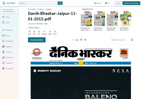 
                            13. Danik-Bhaskar-Jaipur-11-01-2015.pdf - Scribd