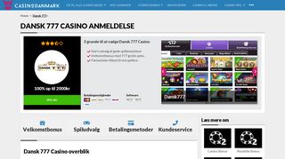 
                            12. Dansk 777 Casino → Få 777 free spins + 777kr. i velkomstpakke