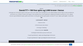 
                            11. Dansk777 free spins = 100 spins + bonus i februar 2019