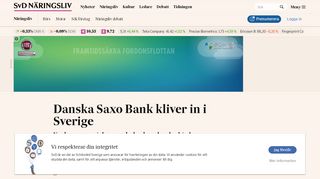 
                            12. Danska Saxo Bank kliver in i Sverige | SvD