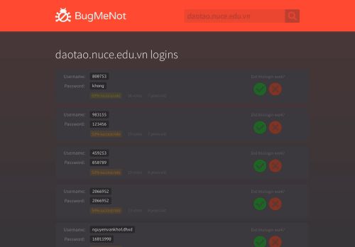 
                            6. daotao.nuce.edu.vn logins - BugMeNot