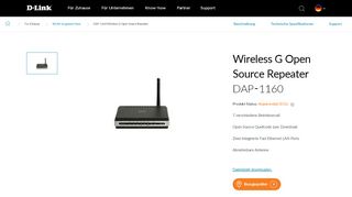 
                            2. DAP-1160 Wireless G Open Source Repeater | D-Link Deutschland