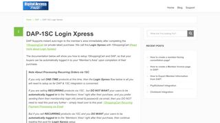 
                            10. DAP-1SC Login Xpress - Digital Access Pass