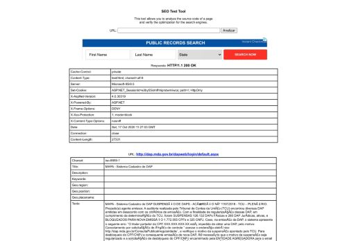 
                            8. dap.mda.gov.br/dapweb/login/default.aspx - SEO Test Free Tool