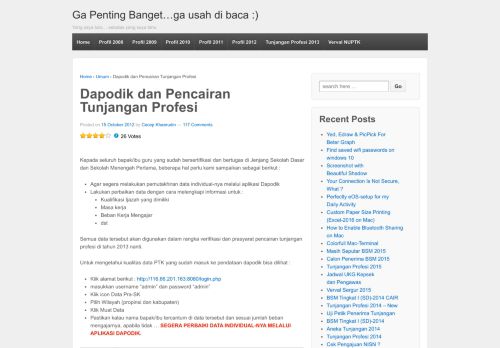 
                            13. Dapodik dan Pencairan Tunjangan Profesi | Ga Penting Banget...ga ...