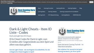 
                            12. Dark & Light Cheats Item ID Codes ID Liste - Gaming Empfehlung