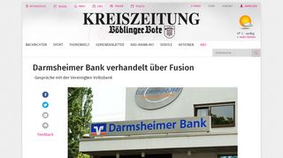 
                            10. Darmsheimer Bank verhandelt über Fusion - Kreiszeitung Böblinger ...