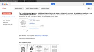 
                            13. Darstellung des Wapen- und Adelsbeweises nach den allgemeinen und ...