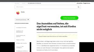 
                            3. Das Anmelden auf Seiten, die signText verwenden, ist mit Firefox ...