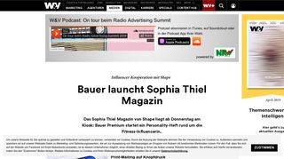 
                            11. Das bietet das neue Sophia Thiel Magazin | W&V