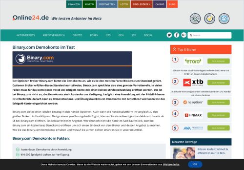 
                            6. Das Binary.com Demokonto Test - Unsere Erfahrungen auf Binary24.de