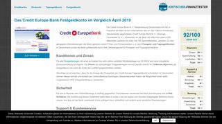 
                            7. Das Credit Europe Bank Festgeldkonto im Vergleich Februar 2019
