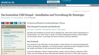 
                            9. Das Drupal Frontend und Backend | akademie.de