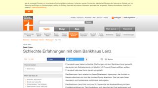 
                            11. Das Echo - Schlechte Erfahrungen mit dem Bankhaus Lenz - Stiftung ...