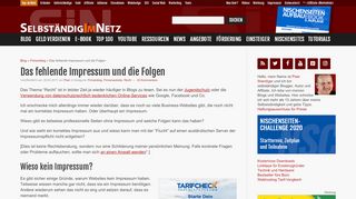 
                            13. Das fehlende Impressum und die Folgen - Selbstständig im Netz