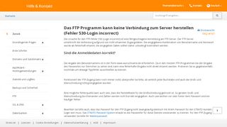 
                            2. Das FTP Programm kann keine Verbindung zum Server herstellen ...