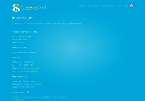 
                            13. Das Impressum der Your Secure Cloud GmbH