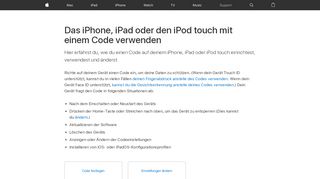 
                            5. Das iPhone, iPad oder den iPod touch mit einem Code verwenden ...