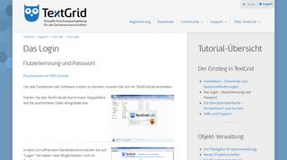 
                            9. Das Login - TextGrid