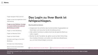 
                            10. Das Login zu Ihrer Bank ist fehlgeschlagen. - Sofort - Klarna