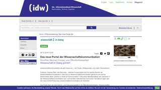 
                            10. Das neue Portal der Wissenschaftskommunikation - IDW Online