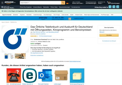 
                            7. Das Örtliche Telefonbuch und Auskunft für Deutschland mit ... - Amazon