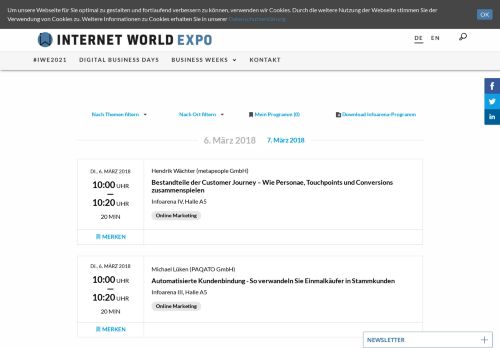 
                            9. Das Programm 2018 - INTERNET WORLD EXPO