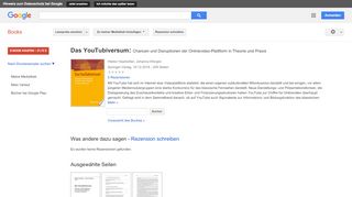 
                            11. Das YouTubiversum: Chancen und Disruptionen der ... - Google Books-Ergebnisseite