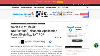 
                            11. DASA UG 2019-20: Application Form, Eligibility, SAT PDF, Dates -