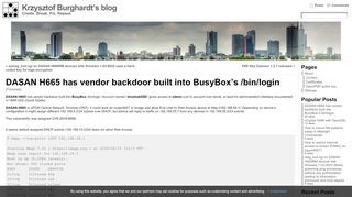 
                            5. DASAN H665 has vendor backdoor built into BusyBox's /bin/login