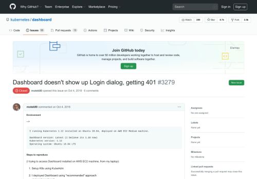 
                            8. Dashboard doesn't show up Login dialog, getting 401 · Issue #3279 ...