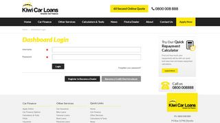
                            6. Dashboard Login - Kiwi Car Loans