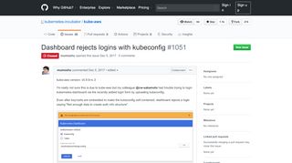 
                            2. Dashboard rejects logins with kubeconfig · Issue #1051 · kubernetes ...