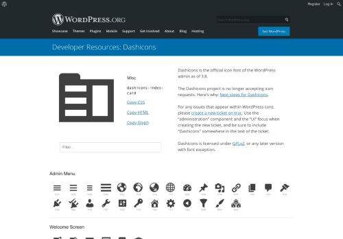 
                            8. Dashicons | WordPress Developer Resources