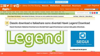 
                            1. Dasolo download e Italiashare sono diventati Hawk Legend ... - Diggita