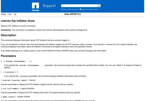 
                            11. Data ONTAP 8.2 Reference - vserver fcp initiator show - NetApp Support