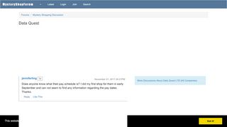 
                            10. Data Quest - Mystery Shopping Forum