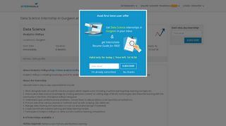 
                            10. Data Science Internship in Gurgaon at Analytics Vidhya | Internshala