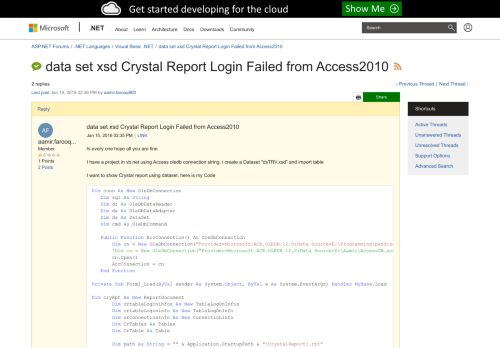 
                            11. data set xsd Crystal Report Login Failed from Access2010 | The ASP ...