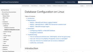 
                            7. Database Configuration :: ownCloud Documentation