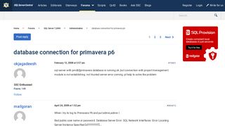 
                            12. database connection for primavera p6 - SQL Server Central