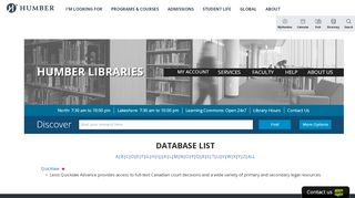 
                            9. Database List | Humber Libraries