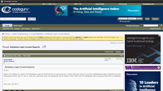 
                            4. Database Login Crystal Reports - CodeGuru Forums