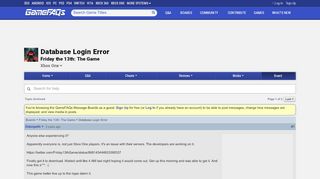 
                            6. Database Login Error - Friday the 13th: The Game Message Board ...