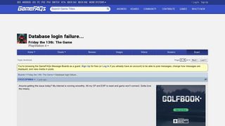 
                            7. Database login failure... - Friday the 13th: The Game Message ...