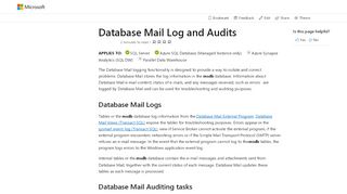 
                            4. Database Mail Log and Audits - SQL Server | Microsoft Docs