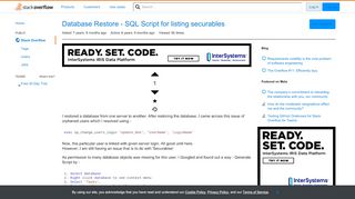
                            11. Database Restore - SQL Script for listing securables - Stack Overflow